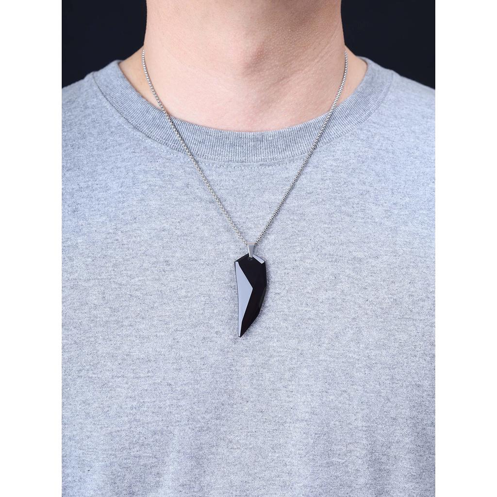 Obsidian Fang Amulet Pendant for Men [Koai] Wolf's