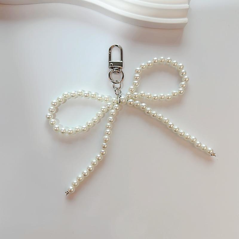 Sweet Lace Bow Beaded Keychain Y2K Phone Charm Pendant Bag Hanging Pendant Fashion Bags Keychain Accessories Cute Gift For Women