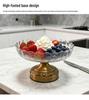 European High-Footed Glass Fruit Plate with Brass Base - Luxurious Retro Snack Dish for Living Room
