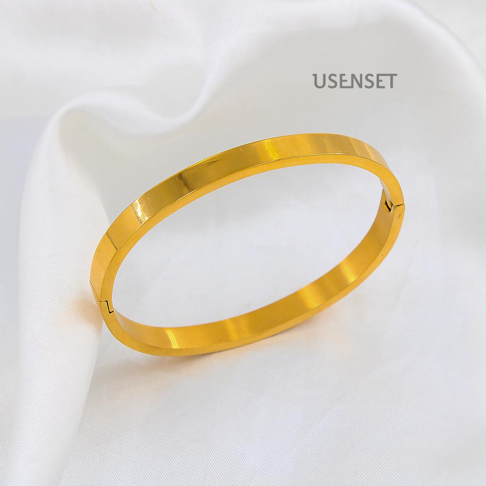 Korean European Minimalist Openable Stainless Steel Women s Plain Bracelet золотой