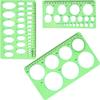 4 Pièces Plastique Vert Plastique Ovale Pochoir Transparent Règle de Dessin Technique Projets de Dessin