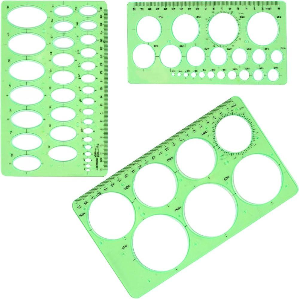 4 Pièces Plastique Vert Plastique Ovale Pochoir Transparent Règle de Dessin Technique Projets de Dessin