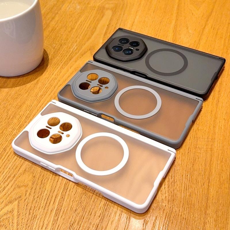 For Honor Magic V6 Magnetic Case Acrylic Matte Transparent Phone Cover Equipped With Central Hinge Protection Shell