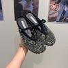 Premium Sense Rhinestone Mary Jane Bag Head Half Slippers Women's 2025 New Summer Outer Slippers French Cool Slippers