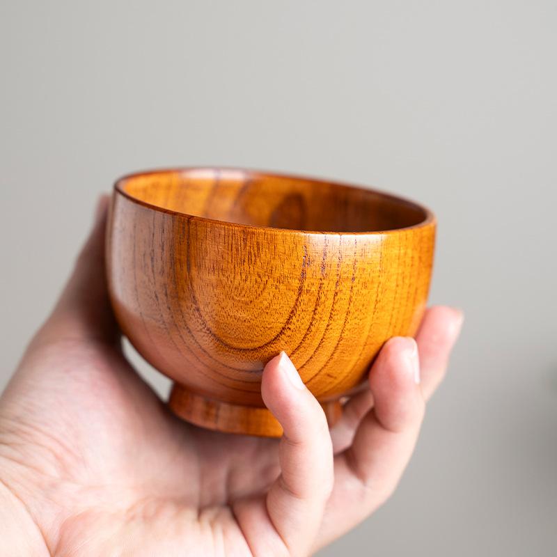 Retro Japanese-style Solid Wood Tableware Rice Bowl Household Large Soup Bowl Baby Wooden Bowl Sour Jujube Wood Adult Bowl