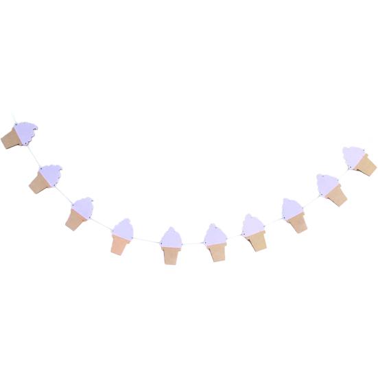 1 Bag Garland Cream Shape Banner Cartoon Punch-free Ice Wall-mounted Birthday Party Bunting Banner Photography Props