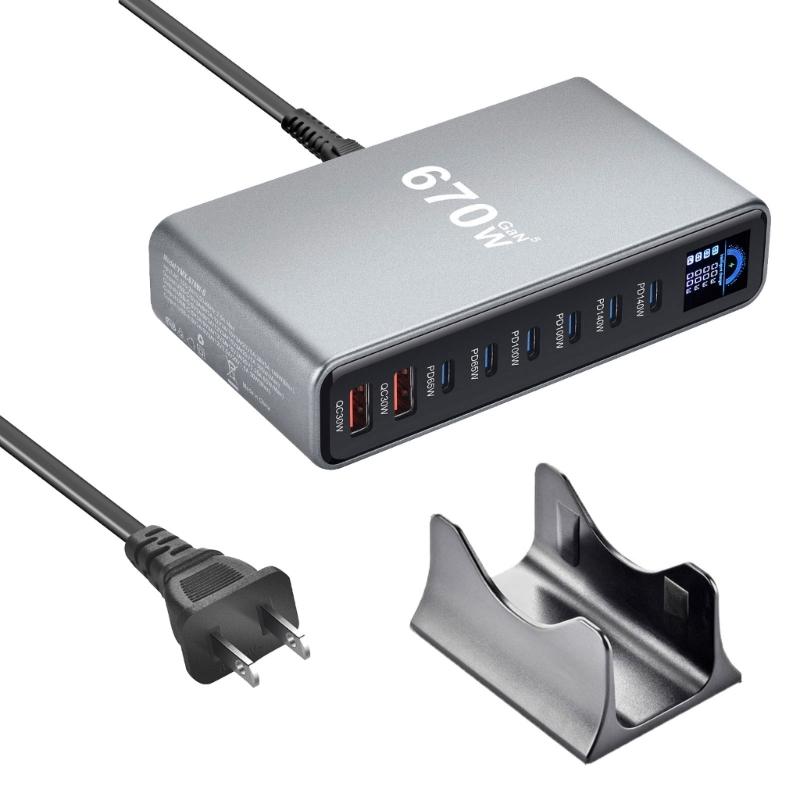 Multiple Port USB C Charger Station 140W PD3.1 Fast Charging Hub With Intelligent Power Allocation For Office Gaming Setup