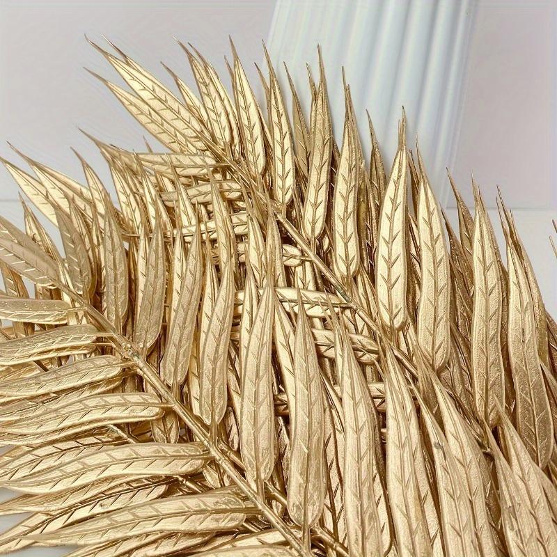 10pcs/5pcs Golden Willow Leaf Simulation Golden Leaves, Wedding Centerpieces, Bridal Showers, Parties, Garden Decor New Year
