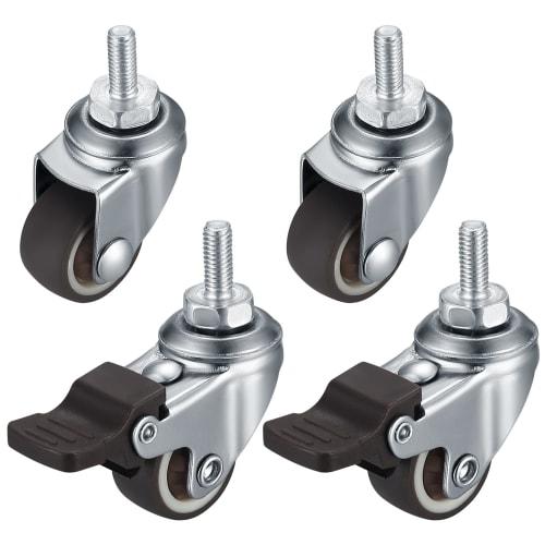 

Набор из 4 резьбовых колес диаметром 1 дюйм, вращение на 360 градусов, резьба M6, с тормозом, поворотное колесо, тихое поворотное колесо, сменное колесо