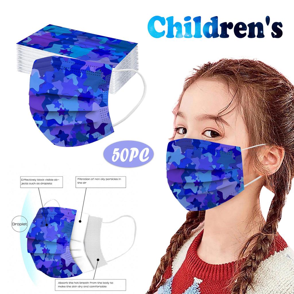 Children's Disposable Tie-dye Starry-sky Printed Mask Disposable Face Mask Ear Loop Mask 50PCS