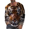 Tiger Graphic T Shirt Long Sleeve T-Shirt for Men Clothing Casual Tee Shirts Fashion 3D Animal Print Tops Vintage Men's Clothing