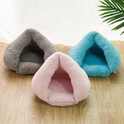 Cama para animais de estimação, chinelos de veludo de algodão fresco, cama para gatos, canil confortável para cães pequenos e médios