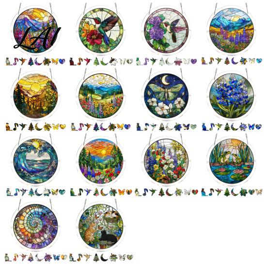 Irregular Puzzle Piece Suncatcher Acrylic Jigsaw Kit Stained Glass Style DIY Window No Glue Hanging Ornament for Home Decor Gift Women Men