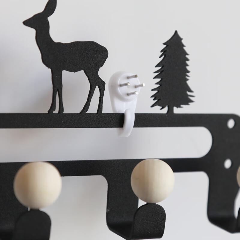 MDNG No-Drill Deer 8-Hook Wood Wall Coat Rack
