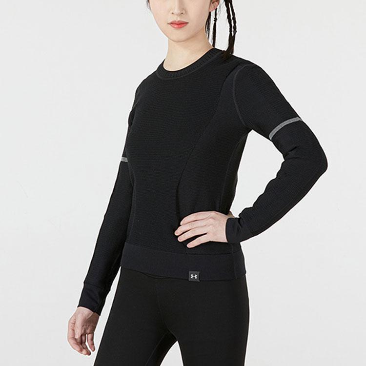 Under Armour Solid Slim Fit Casual Crew Neck Sweatshirt Women Sweatshirt Black 1344424-001