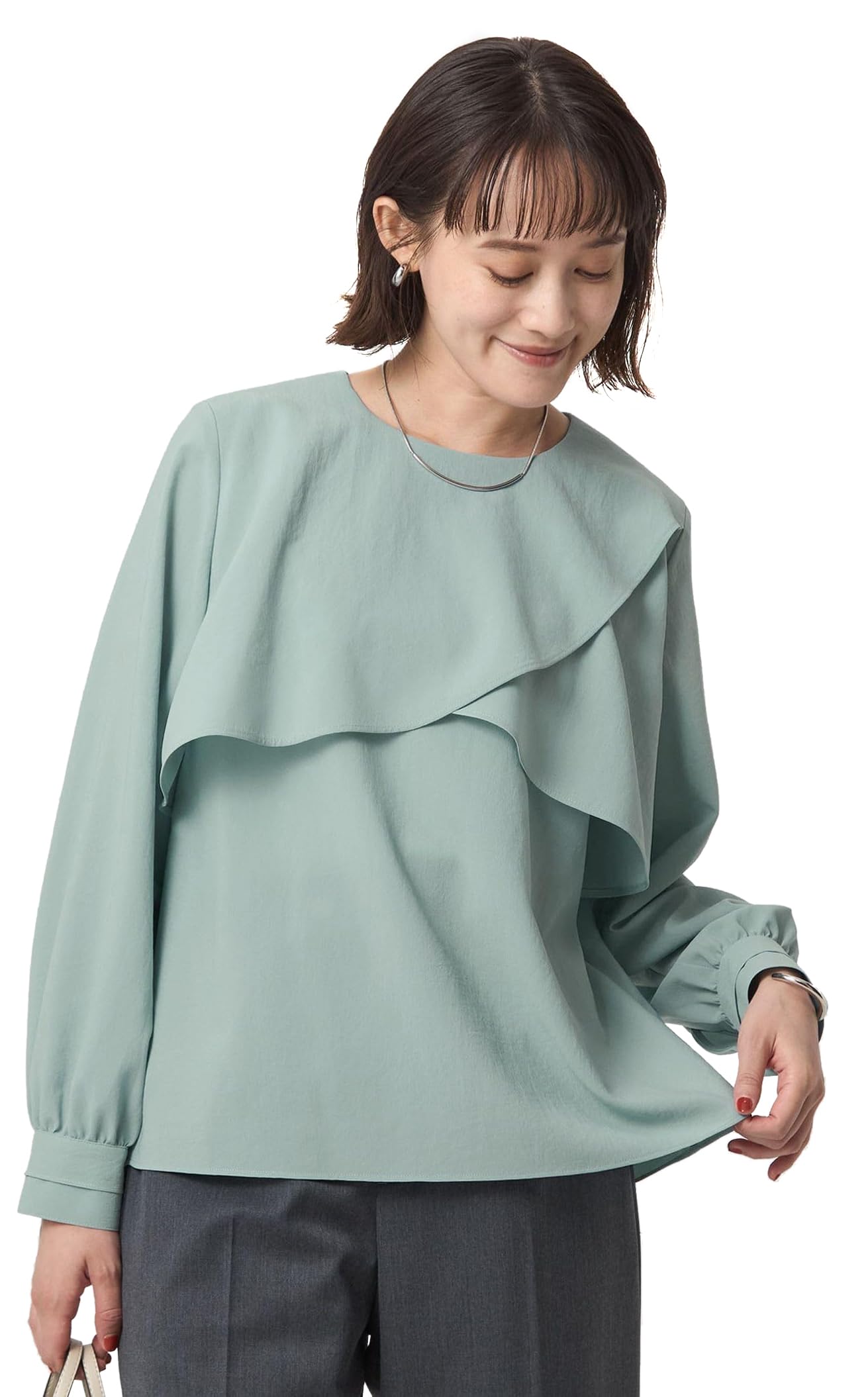 

United Arrows Green Label Relaxing Cape Long Sleeve Blouse 35111000017 6100 LIME(61) FREE