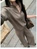 7772 Retro Casual Two-Piece Set with Zipper Neckline - Stylish Autumn/Winter Fashion