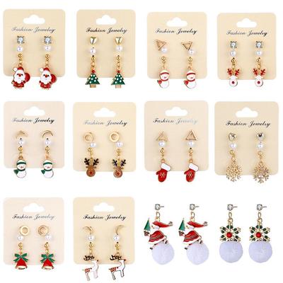 Christmas Tree & Snowflake Reindeer Epoxy Alloy Stud Earrings