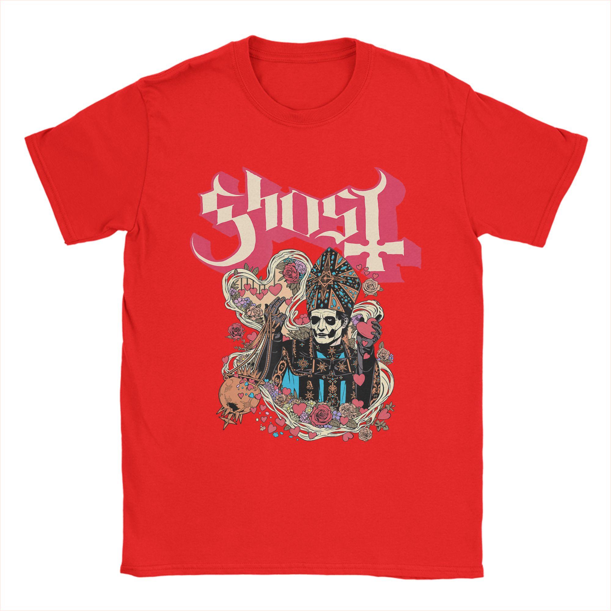 

Футболка с принтом Ghost Band, День Святого Валентина, Цветочное Сердце, Череп, Летние Хлопковые Футболки Для Мужчин, Хипстерская Футболка, Короткий Рукав, Винтажные Футболки S
