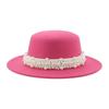 Top Hat Short Brim Hepburn Style British Style Small Round Tibetan High-end Jazz Hat Versatile Flat Top Felt Hat Pearl Premium New