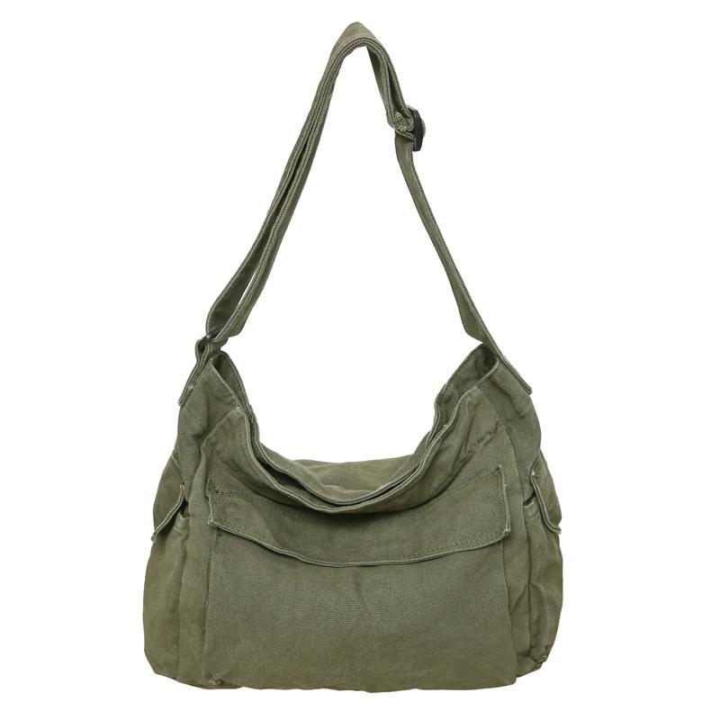 Washed Canvas Shoulder Bags Large Capacity Cott Biker Bags Korea Style Cloth Satchels Women 100% Cott Pastoral Tooling Bags