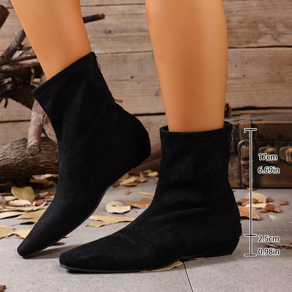 Flat Bottom Pointed Thin Boots Fashion Short Boots Women's Elastic Suede Bare Boots Foreign Style New Inner Height Increase In Autumn 2025
