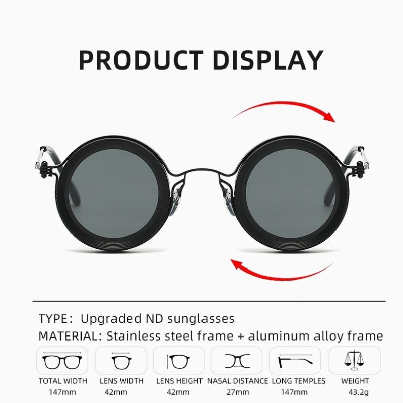 Neutral New Round Frame Adjustable Light-reducing Sunglasses Outdoor Fishing Driving UV400 Personalized Polarized Sunglasses
