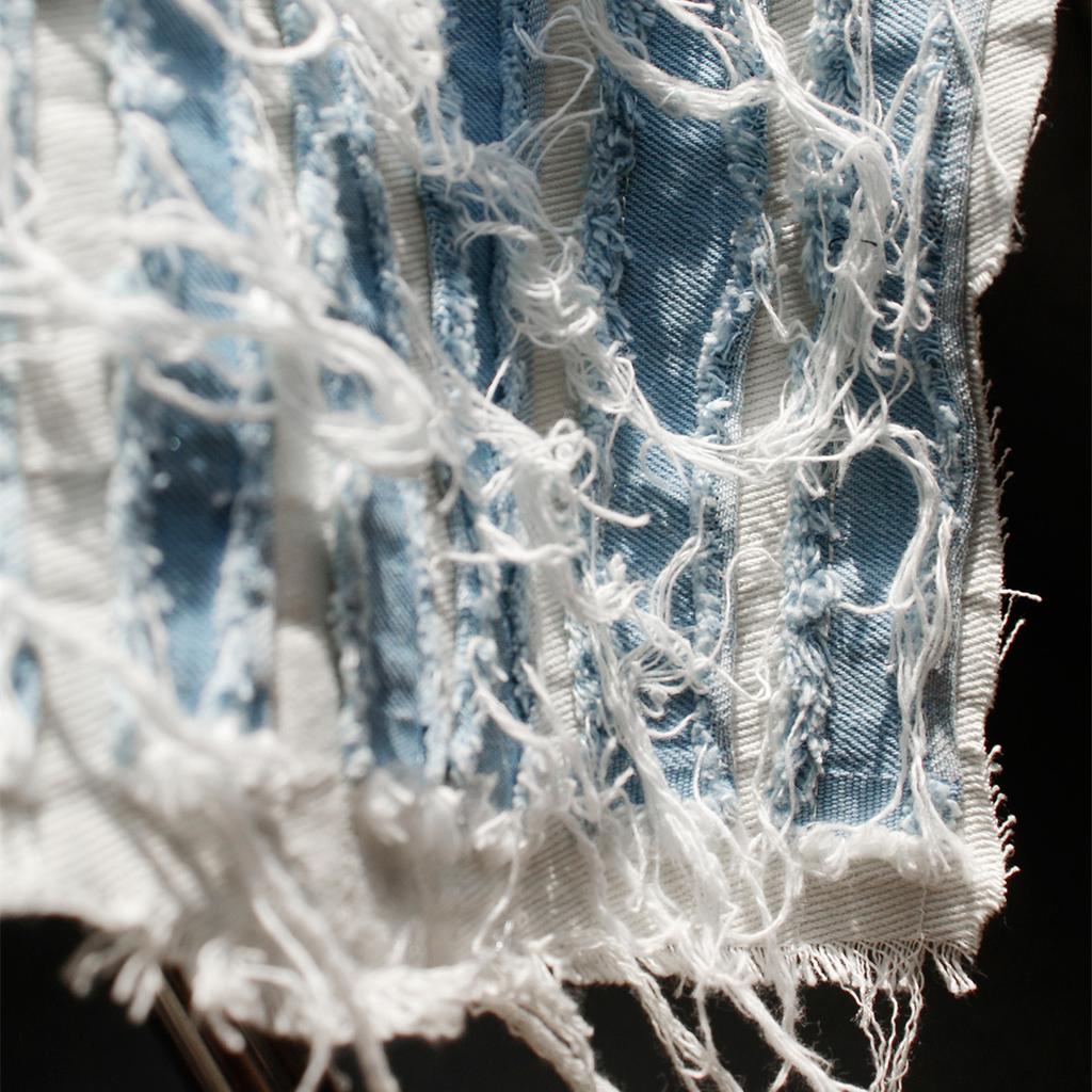Ripped Tassel Vintage Denim DIY Fabric Washed Distressed Rough Selvedge Creative Decorative Clothing Designer Fabric