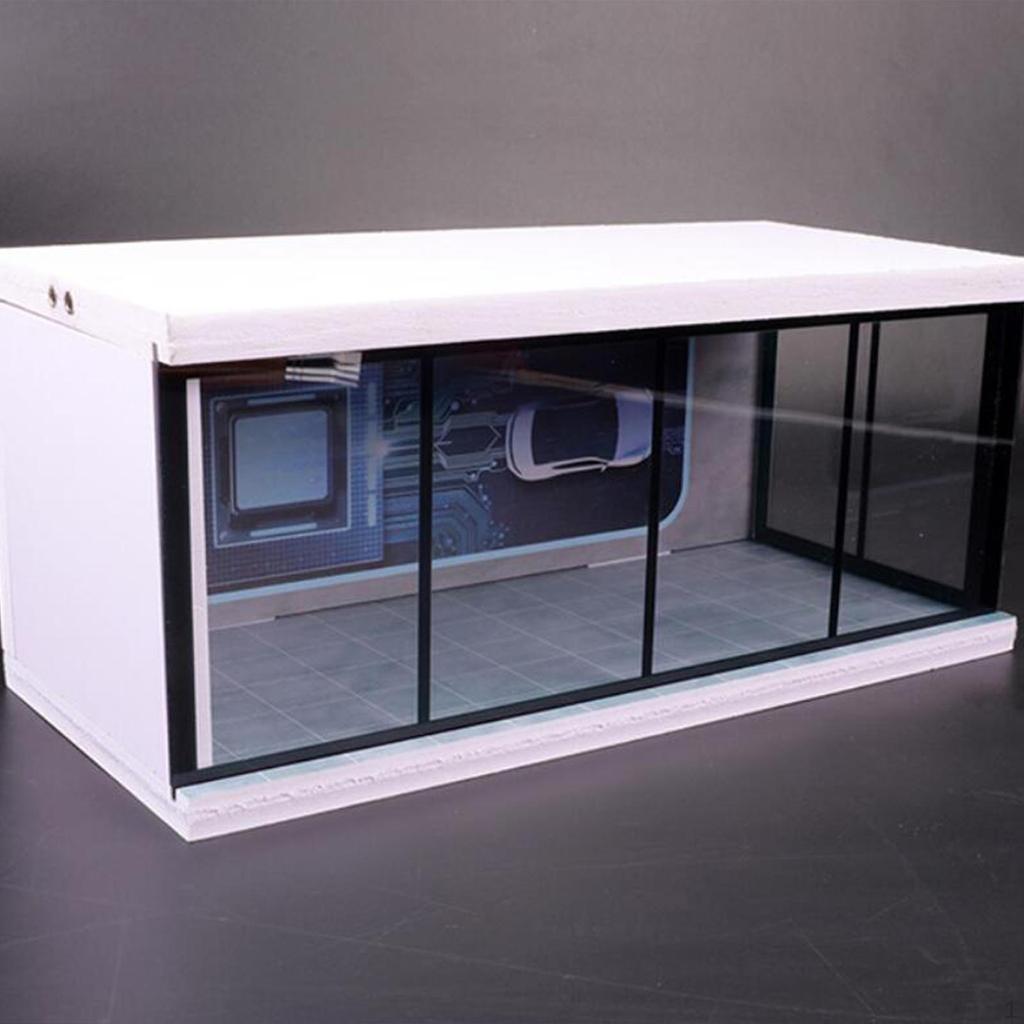 1:64 Vitrine de parcare de colecție Protector de mașină turnat sub presiune cu LED încorporat pentru păpușă