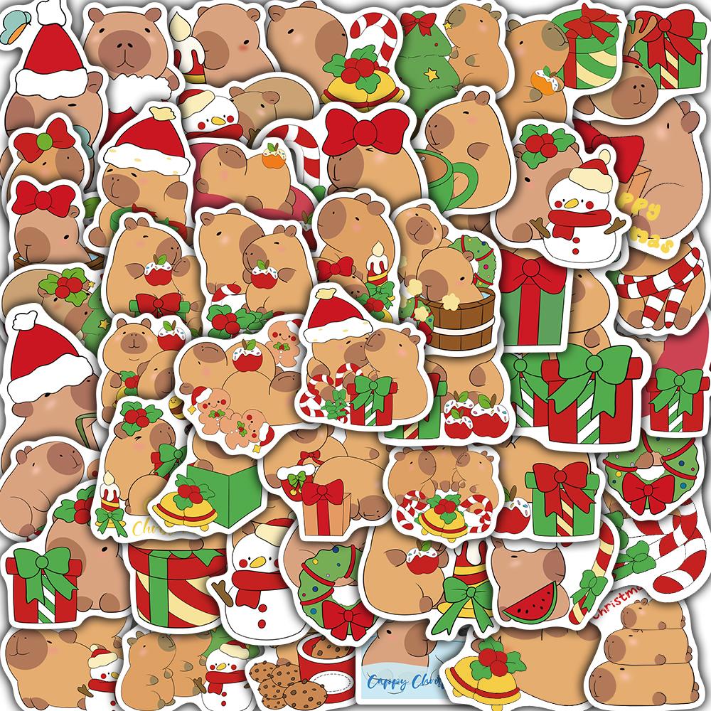 

50/100PCS Christmas Capibala Sticker Scrapbook Cartoon Creative Laptop Waterproof Graffiti Phone Skateboard Sticker Packs