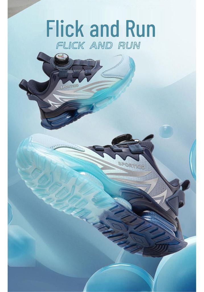 2026 Spring Boys' Non-slip Leather Running Shoes with Rotary Buckle for Kids