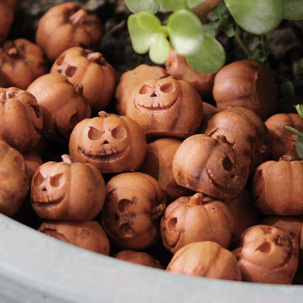 20pcs Resin Halloween Pumpkin Decoration Scary Funny Mini Fake Simulation Pumpkin Reusable Creative Halloween Ornaments