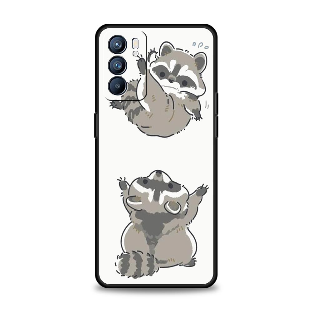 Raccoon Phone Case For Oppo A54 A53 A52 A15 A95 A16 A78 A79 A80 A98 4G Find X5 X6 Reno10 12 13 F Pro 5G Cover