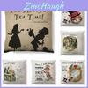 Cartoon Alice In Wonderland Cotton Linen Cushion Cover For Any Room**