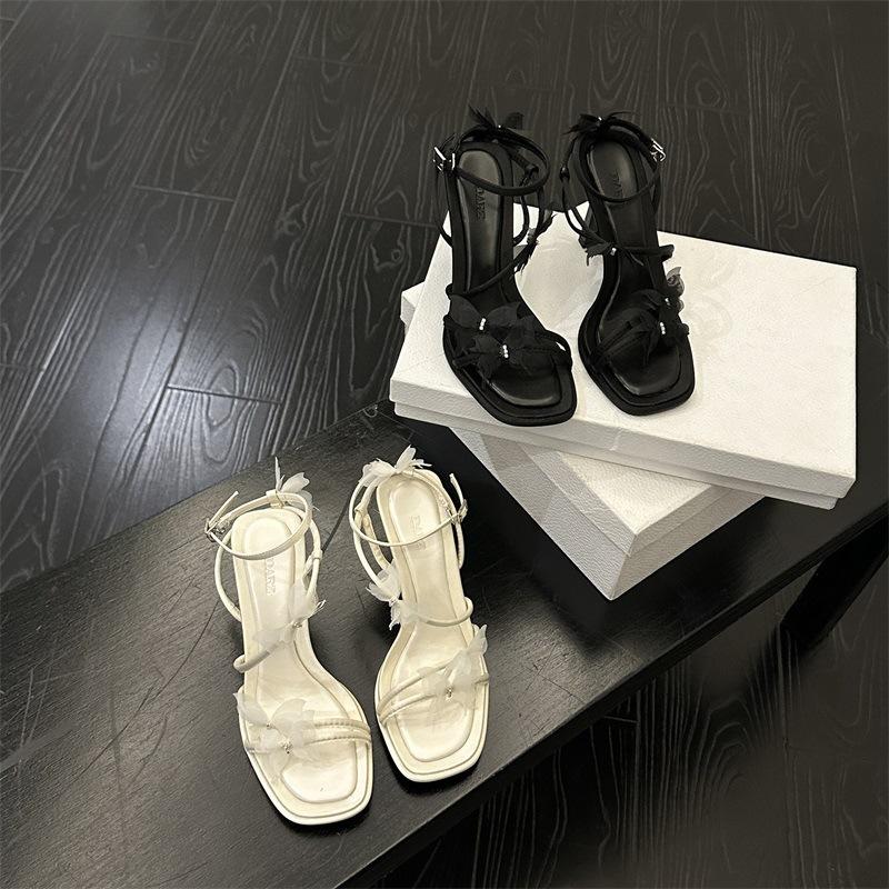2025 spring and autumn new fashion versatile butterfly French fashion high-heeled sandals women's word open-toed stiletto