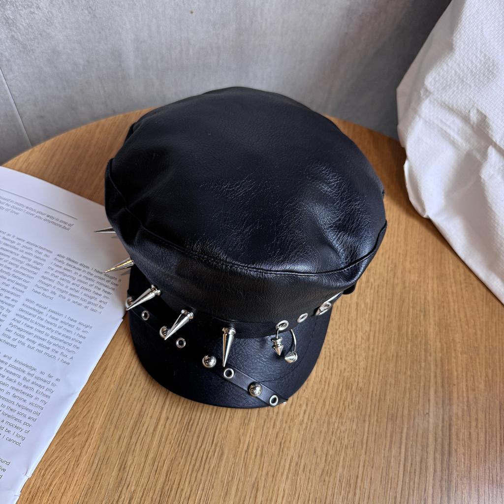Rivet Solid Color Alternative Streetwear Flat Top Hat Waterproof Punk Goth Fans