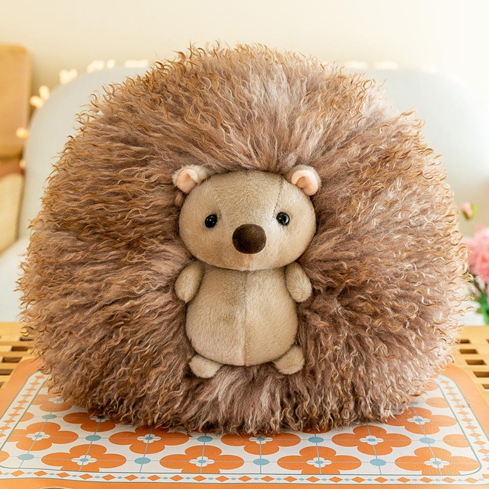 

Fluffy Hedgehog Plush Pillow Panda Animal Stuff Doll Kawaii Hedgehog Plush Toy Friends Brown Hedgehog