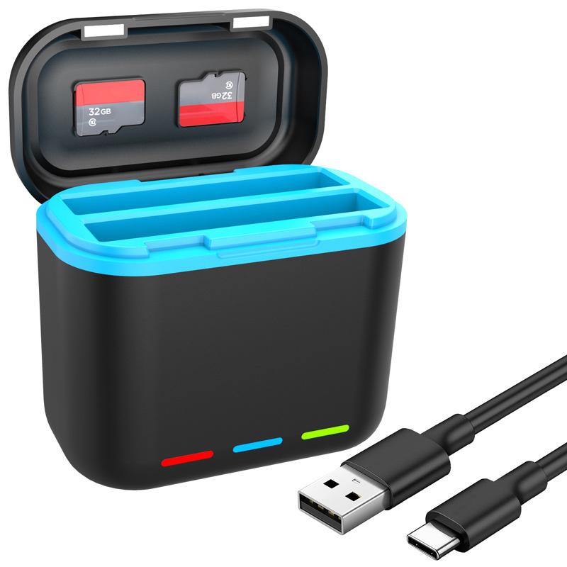 For Insta360 X3 Dual Battery Charger Action Camera Portable Fast Charging Case