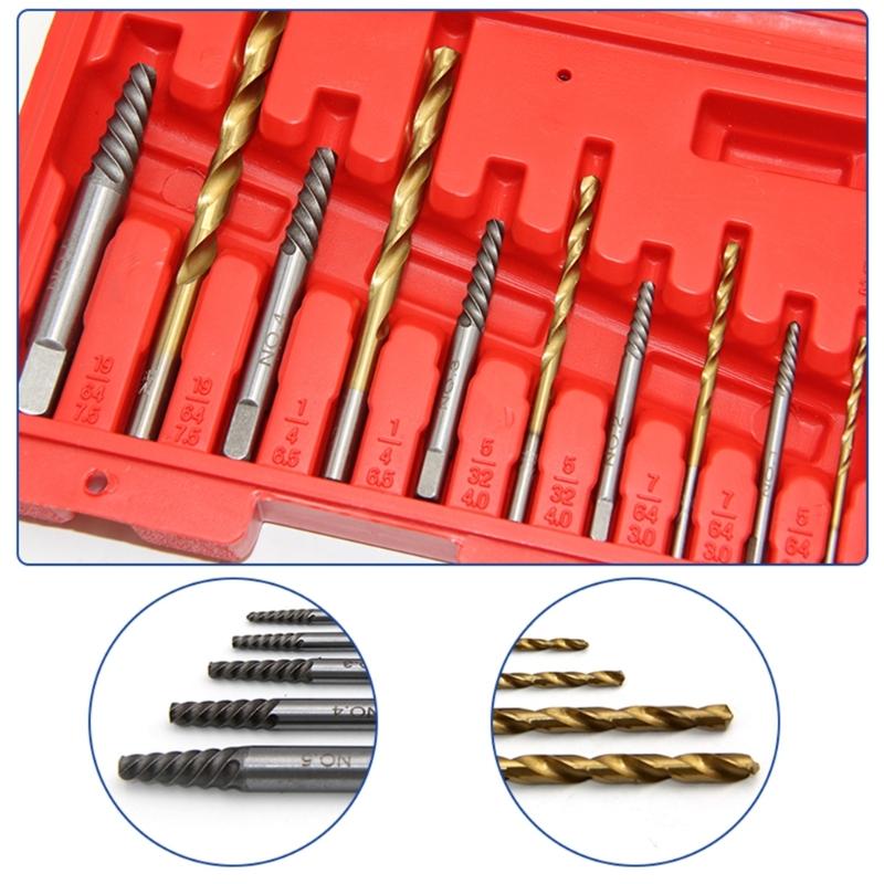 Comprehensive 11Piece Broken Drill Bit Extractor for Easy Extraction of Broken Screws Fasteners  for Various Materials