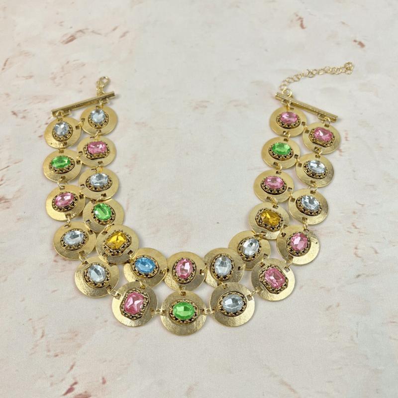 Vintage Colored Circular Geometric Exaggerated Personalized Necklace