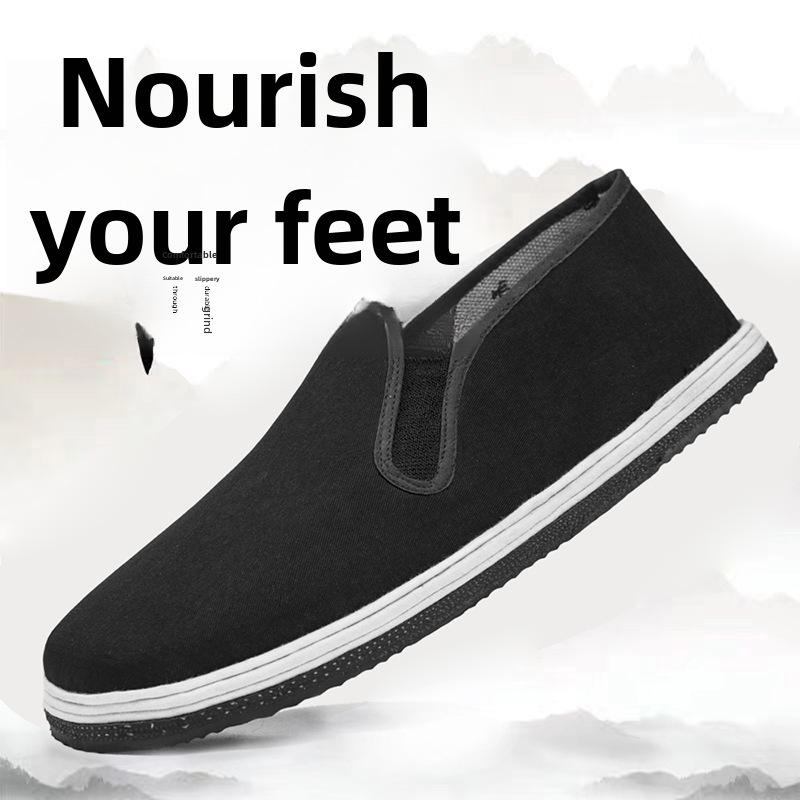 Men's Thickened Tire Sole Work Shoes - Old Beijing Cloth, One-Step Thousand-Layer Sole, Ideal for Construction and Driving Safety.