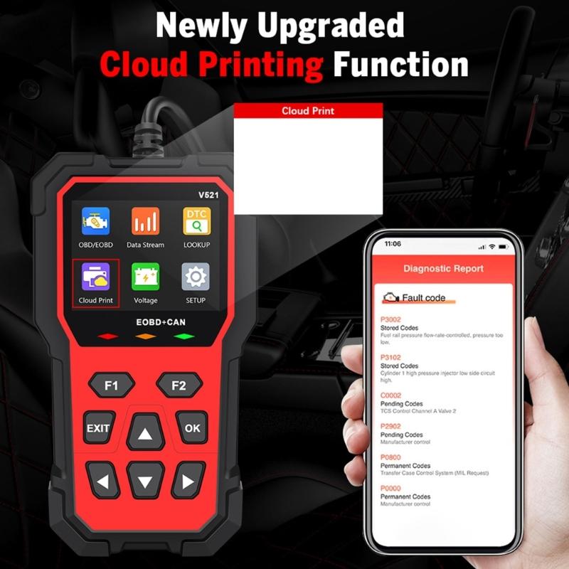 Multifunctional V521 OBD Car Diagnostic Scanner Tester Tool Suitable for Engine Fault Code Reading Quick Error Detection