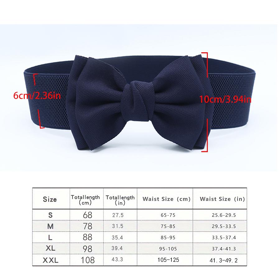

Women Big Bow Waistband Elastic Wide Waist Belt Fashion Solid Bowknot Waist Straps For Dress Decorate Clothes Accessories XXL темно-синього кольору