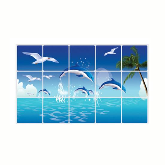 Oil-proof Kitchen Wall Sticker Rose Tulip Flower Dolphin Dandelion Self-adhesive Waterproof