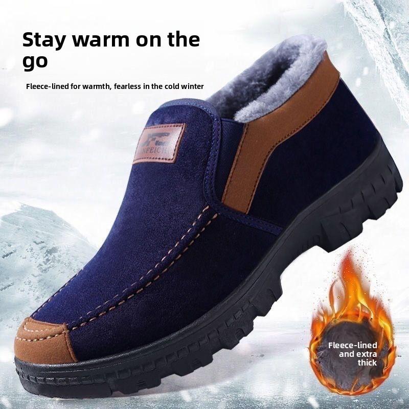 Зимняя обувь для мужчин Хлопковая обувь Теплая и плюшевая обувь Нескользящая мягкая подошва Толстая и морозостойкая обувь для мужчин 41 синий 1498₽