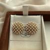 Round Dense Arrangement of Small Pearl Stud Earrings, Retro Bead Embroidery, Fashionable, Exquisite, Elegant and Ceremonial, Niche Earrings