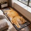 3D Realistic Cat Shaped Rug Soft Fluffy Bedside Runner Non-slip Floor Mat Absorbent Washable Plush Carpet For Bedroom Bathroom
