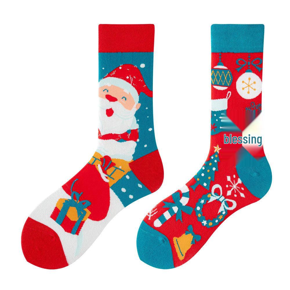 SMLSOX Summer Asymmetrical Mandarin Duck Couple Mid-Calf Colorful Christmas Cotton Fashion Socks