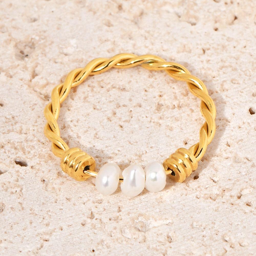 Freshwater Pearl Light Luxury Ring Elegant Finger Ring Simple Pearl Ring  Mother's Day Gift