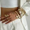 Punk Glossy Metal Big Pearl Cuff Bangles For Women Statement Irregular Wide Bangles Bracelets Men Party Fashion Jewelry